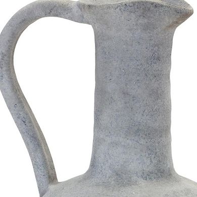 HomeRoots 12" Gray Resin Round Pitcher Vase