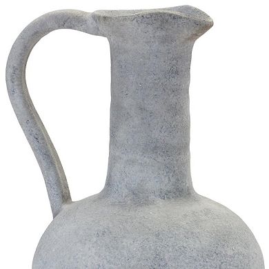 HomeRoots 12" Gray Resin Round Pitcher Vase