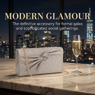 Bow Clutch Purses for Women Pleated Evening Bags Formal Handbags with Chain