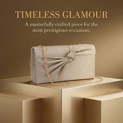 Bow Clutch Purses for Women Pleated Evening Bags Formal Handbags with Chain