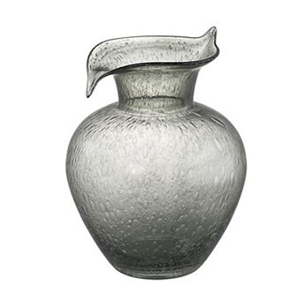 HomeRoots 10" Light Gray Bubble Glass Round Table Vase