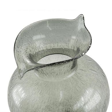 HomeRoots 10" Light Gray Bubble Glass Round Table Vase