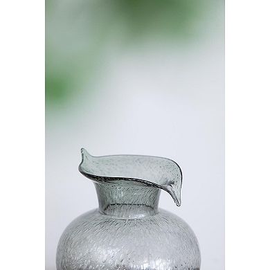 HomeRoots 10" Light Gray Bubble Glass Round Table Vase