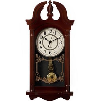 Clockswise 20" Plastic Grandfather Clock Realistic Wood-Grain Finish with Swinging Pendulum