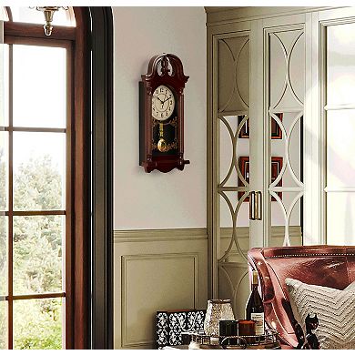 Clockswise 20" Plastic Grandfather Clock Realistic Wood-Grain Finish with Swinging Pendulum