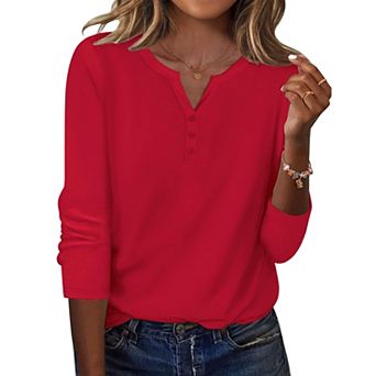 Zeagoo Womens 3/4 Sleeve V Neck Shirts, Casual Dressy Office Work Blouse Tops
