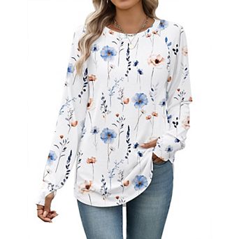 Zeagoo Tshirts For Women Thumb Hole Cotton Long Sleeve Shirts Tunic Blouses for Leggings