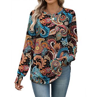 Zeagoo Tshirts For Women Thumb Hole Cotton Long Sleeve Shirts Tunic Blouses for Leggings