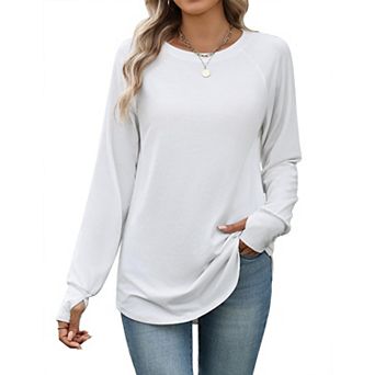Zeagoo Tshirts For Women Thumb Hole Cotton Long Sleeve Shirts Tunic Blouses for Leggings