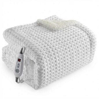 Heated Blanket Soft Waffle Weave Fast Heating Electric Blankets with Controller, 10 Heat Levels