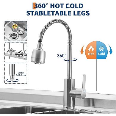 Stainless Steel Kitchen Sink,Drawer Style with Drying Rack, Left Deck Right Single Basin with Faucet