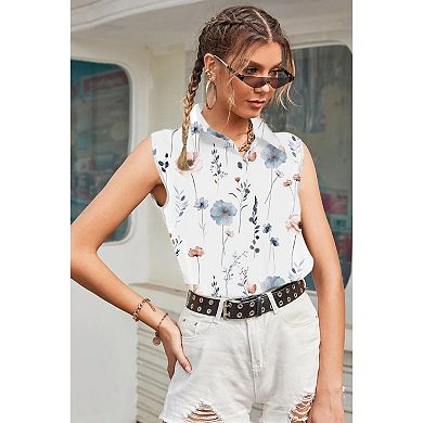Zeagoo Womens Casual Sleeveless Button Down Shirts Office Blouses Loose V Neck Tank Tops
