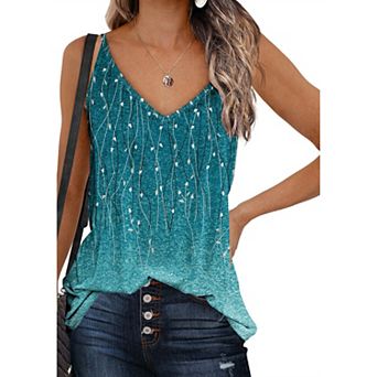 Zeagoo Womens V Neck Cami Tank Top Strap Sleeveless T Shirt Casual Loose Cotton Vest Blouse