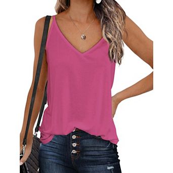 Zeagoo Womens V Neck Cami Tank Top Strap Sleeveless T Shirt Casual Loose Cotton Vest Blouse