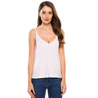 Zeagoo Womens V Neck Cami Tank Top Strap Sleeveless T Shirt Casual Loose Cotton Vest Blouse
