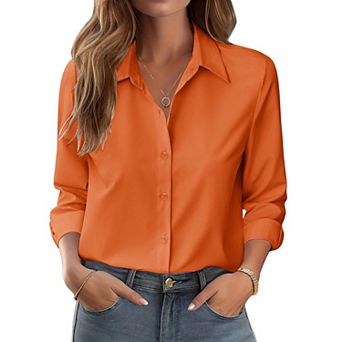 Zeagoo Women's Button Down Shirts, Business Casual White Floral Dressy Tops Long Sleeve Work Blouses