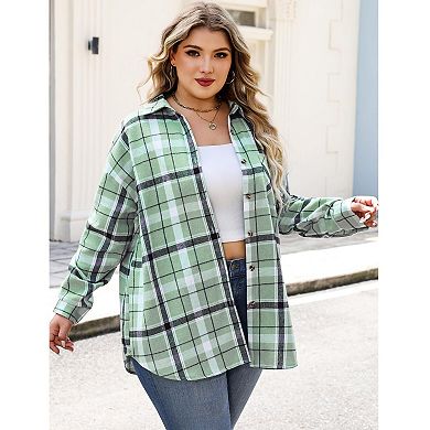 Zeagoo Women s Flannel Shirts Long Sleeve Casual Collared Button Down Loose Blouse Tops
