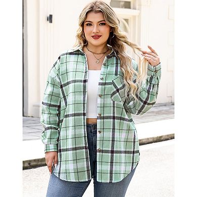 Zeagoo Women s Flannel Shirts Long Sleeve Casual Collared Button Down Loose Blouse Tops