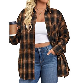 Zeagoo Women s Flannel Shirts Long Sleeve Casual Collared Button Down Loose Blouse Tops