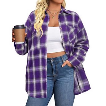 Zeagoo Women s Flannel Shirts Long Sleeve Casual Collared Button Down Loose Blouse Tops
