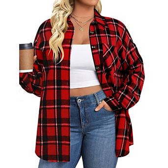 Zeagoo Women s Flannel Shirts Long Sleeve Casual Collared Button Down Loose Blouse Tops