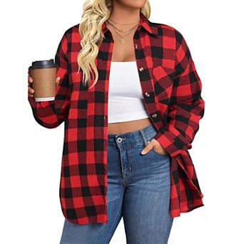 Zeagoo Women s Flannel Shirts Long Sleeve Casual Collared Button Down Loose Blouse Tops
