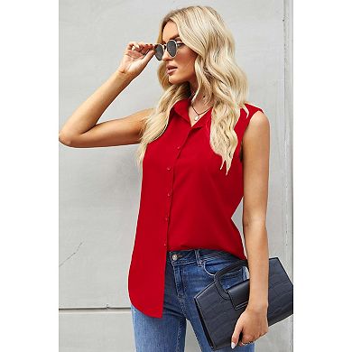 Zeagoo Women s Sleeveless Button Down Shirt Lightweight Casual Slimming Tops for Summer