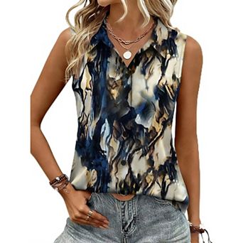 Zeagoo Women s Sleeveless Button Down Shirt Lightweight Casual Slimming Tops for Summer