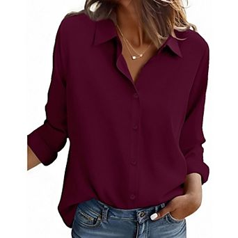Zeagoo Women s Button Down Shirts, Business Casual Long Sleeve Dressy Fall Tops