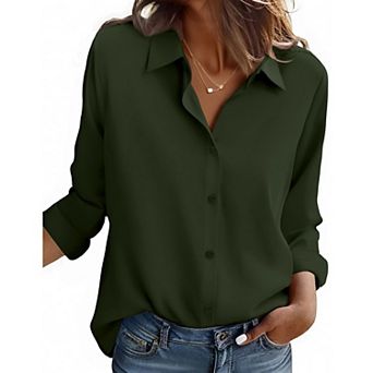 Zeagoo Women s Button Down Shirts, Business Casual Long Sleeve Dressy Fall Tops