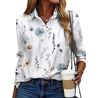 Zeagoo Women s Button Down Shirts, Business Casual Long Sleeve Dressy Fall Tops