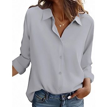 Zeagoo Women s Button Down Shirts, Business Casual Long Sleeve Dressy Fall Tops