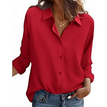 Zeagoo Women s Button Down Shirts, Business Casual Long Sleeve Dressy Fall Tops