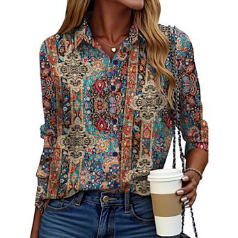 Zeagoo Women s Button Down Shirts, Business Casual Long Sleeve Dressy Fall Tops