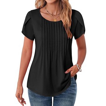 Zeagoo Women s Casual T Shirts, Loose Petal Short Sleeve Flowy Summer Tunic Blouses