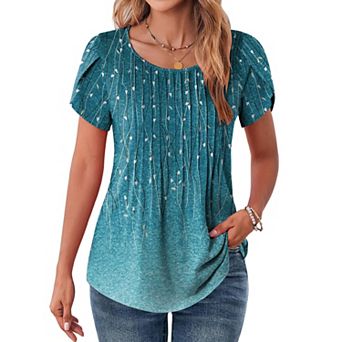 Zeagoo Women s Casual T Shirts, Loose Petal Short Sleeve Flowy Summer Tunic Blouses