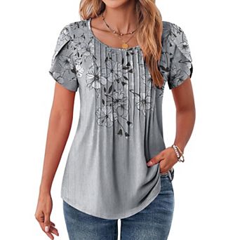 Zeagoo Women s Casual T Shirts, Loose Petal Short Sleeve Flowy Summer Tunic Blouses
