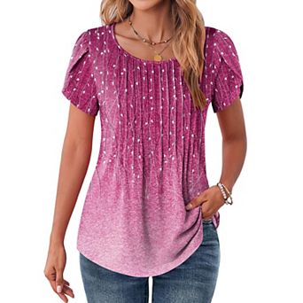 Zeagoo Women s Casual T Shirts, Loose Petal Short Sleeve Flowy Summer Tunic Blouses