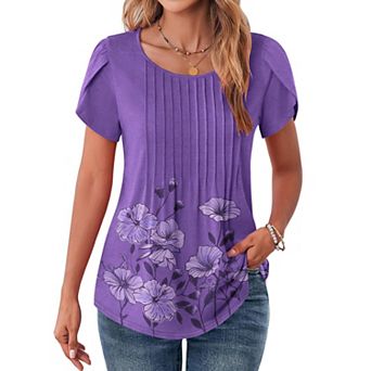 Zeagoo Women s Casual T Shirts, Loose Petal Short Sleeve Flowy Summer Tunic Blouses