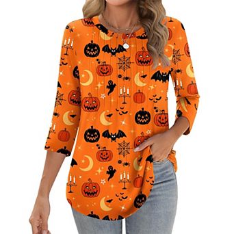 Zeagoo Women s 3/4 Sleeve Loose Pleated Blouse, Casual Crewneck Tunic Tops