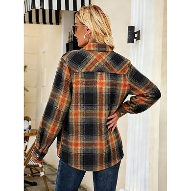 Zeagoo Women s Classic Collared Flannel Shirt Button Down Long Sleeve Casual Autumn Tops