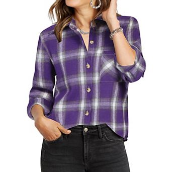 Zeagoo Women s Classic Collared Flannel Shirt Button Down Long Sleeve Casual Autumn Tops