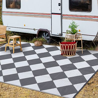 ANIXOL Reversible Waterproof Outdoor Rug, Washable Plastic Straw Patio Mat