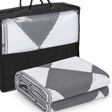 ANIXOL Reversible Waterproof Outdoor Rug, Washable Plastic Straw Patio Mat