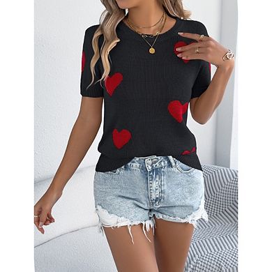Women's Casual Short Sleeve Knit Sweater Top Summer Lightweight Knit Tops