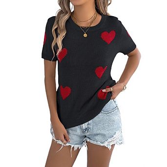 Women's Casual Short Sleeve Knit Sweater Top Summer Lightweight Knit Tops