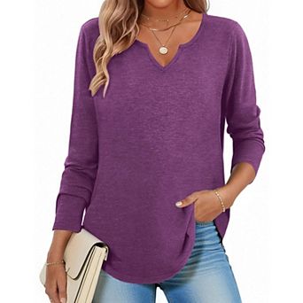 Zeagoo Women s Long Sleeve V Neck Print Blouses Dressy Casual Spring Tops for Work