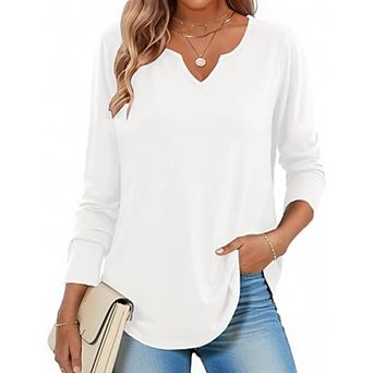 Zeagoo Women s Long Sleeve V Neck Print Blouses Dressy Casual Spring Tops for Work