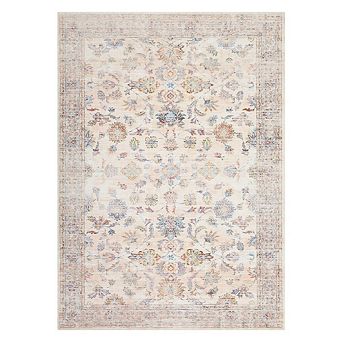 Washable Area Rug Vintage Traditional Floor Cover Thin Rug Retro Indoor Non Slip Carpet Floral Mat