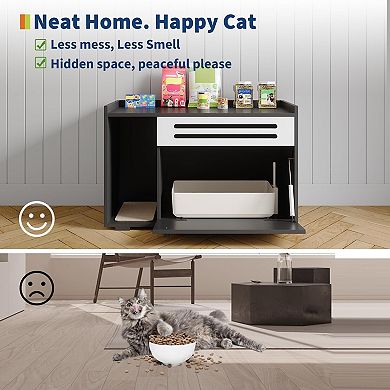 ANIXOL Hidden Ventilated Engineered Wood Cat Litter Box Cabinet